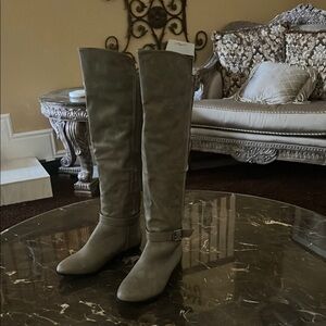 Madden Girl Gray Over the Knee Boots with Suede Finish